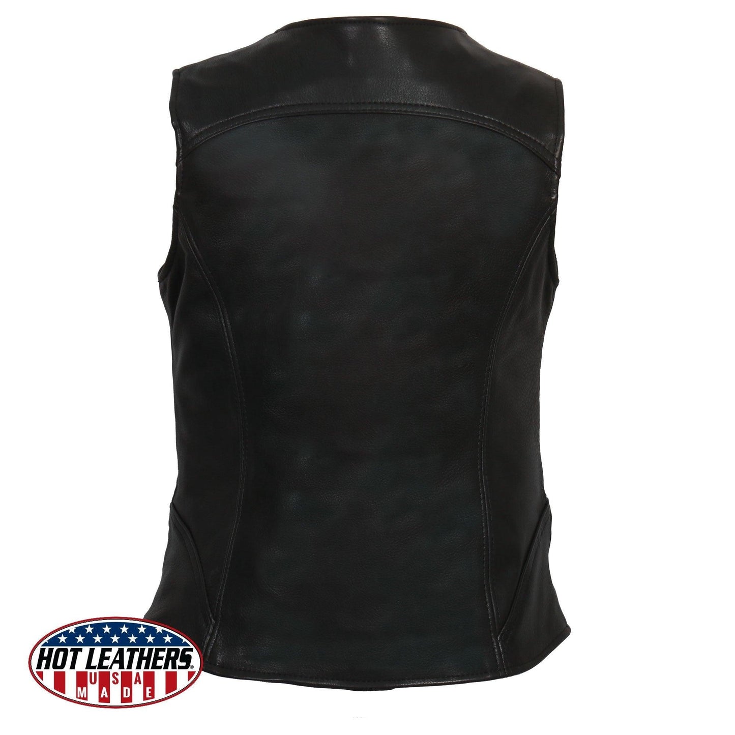 Ladies Zipper Front Vest Hot Leathers Limited Run - Premium USA Made Leather - Military Republic
