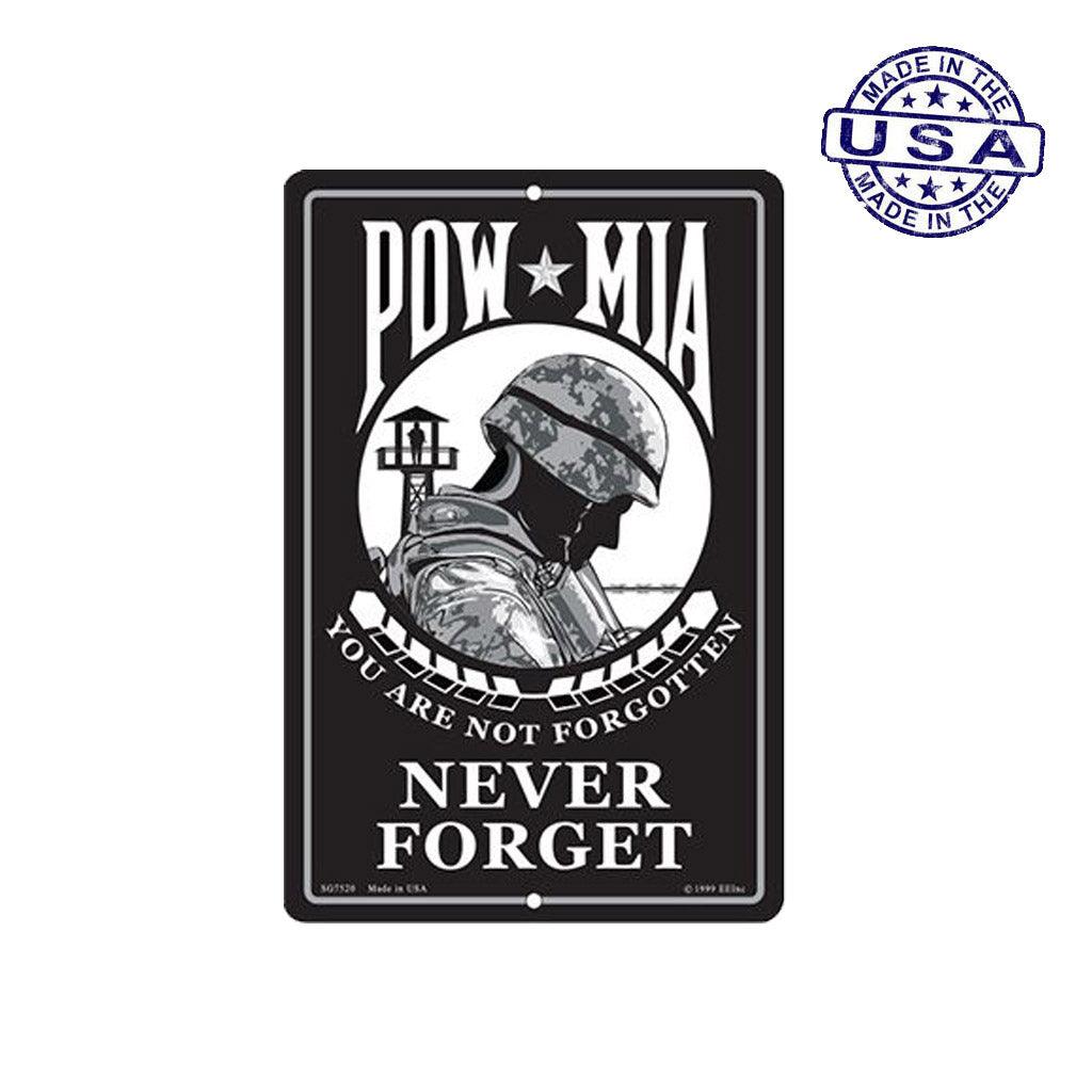 Large Rectangular United States Patriotic Never Forget Aluminum Sign - 8" x 12" - Military Republic