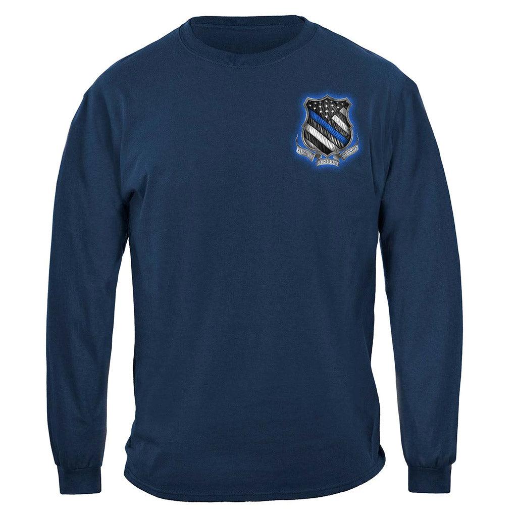 United States Law enforcement Back the Blue Virtue Respect Honor Premium Long Sleeve - Military Republic