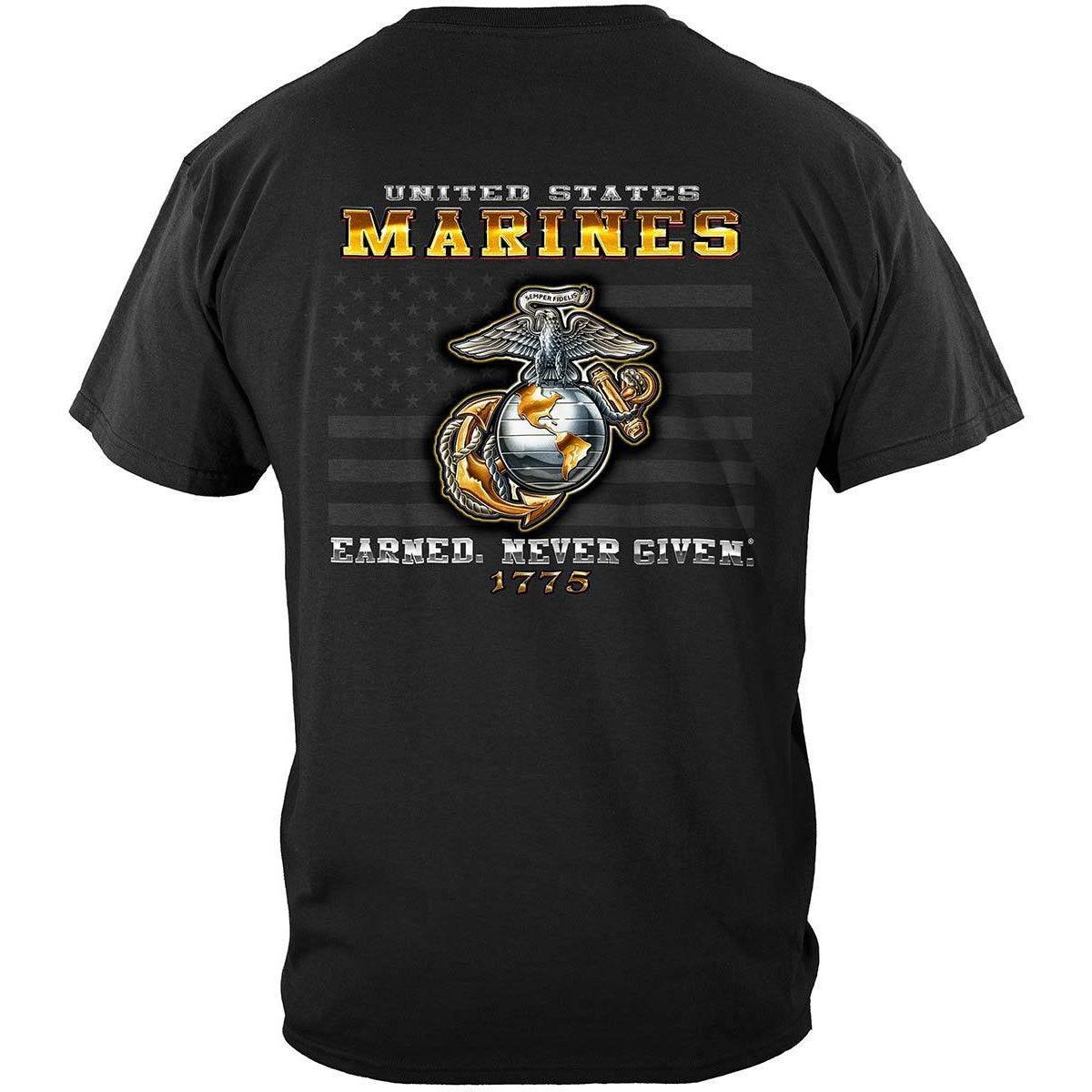 Marine Corps USMC Earned Never Given Premium T-shirt - Military Republic