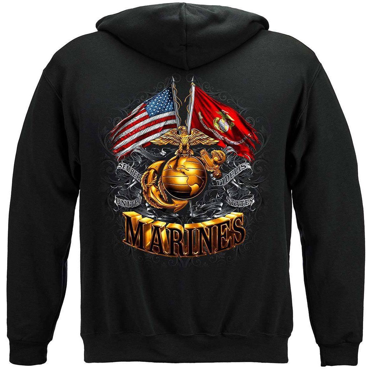 Marines Double Flag T-Shirt - Military Republic