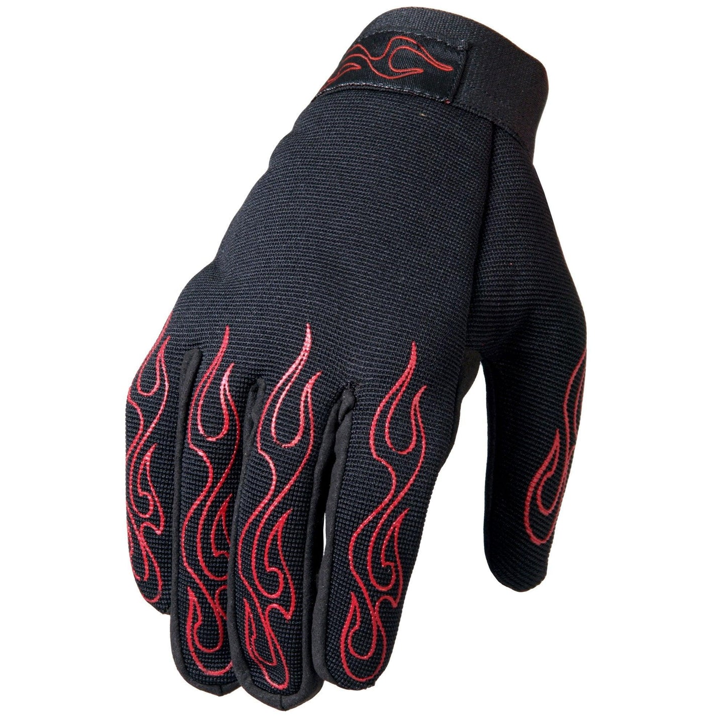 Red Flames Design Mechanic Motorcycle Gloves - Military Republic
