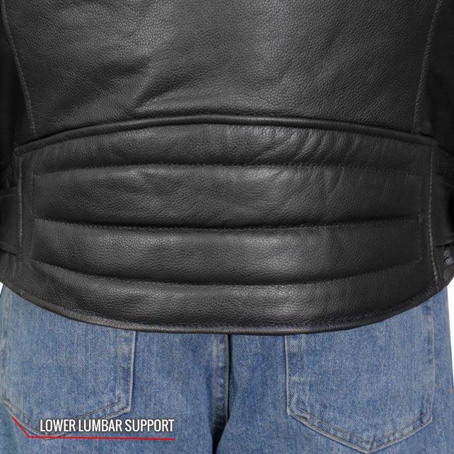 Men’s Leather Side Belt Biker Leather Jacket - Military Republic