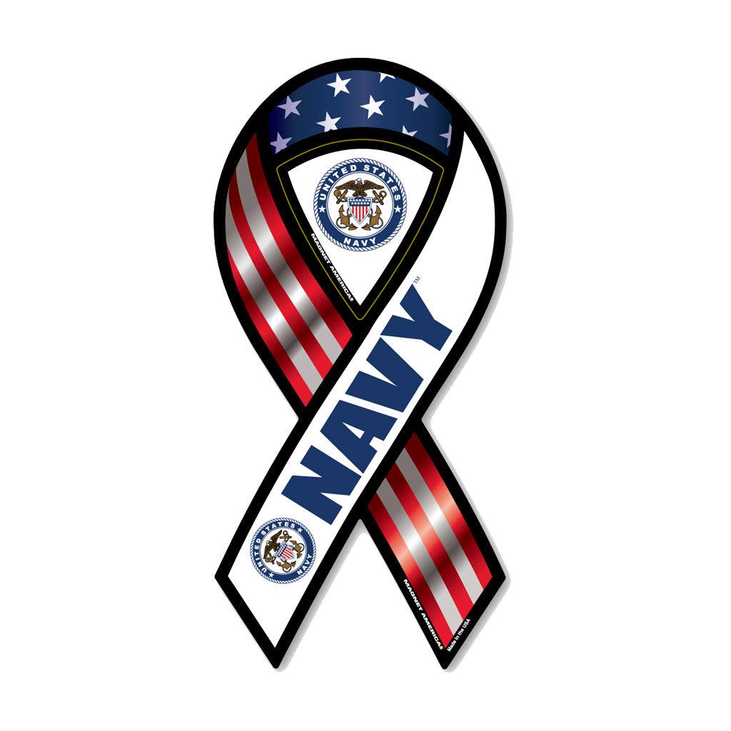 United States Navy Red, White & Blue Ribbon Magnet (3.88" x 8") - Military Republic