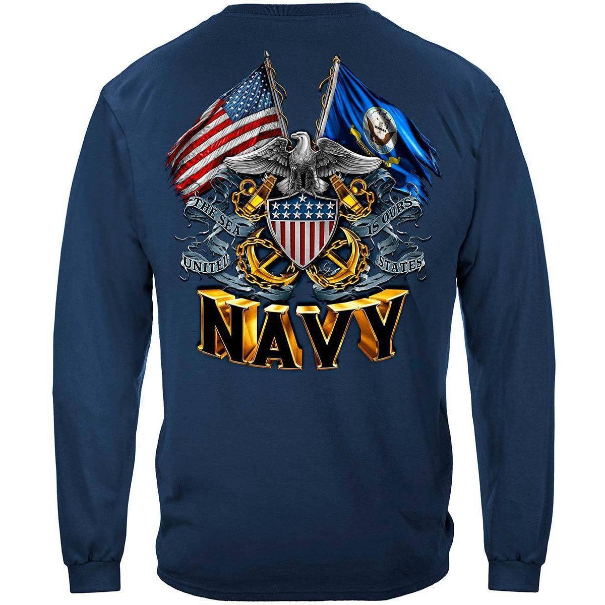 Navy Double Flag Long Sleeve - Military Republic