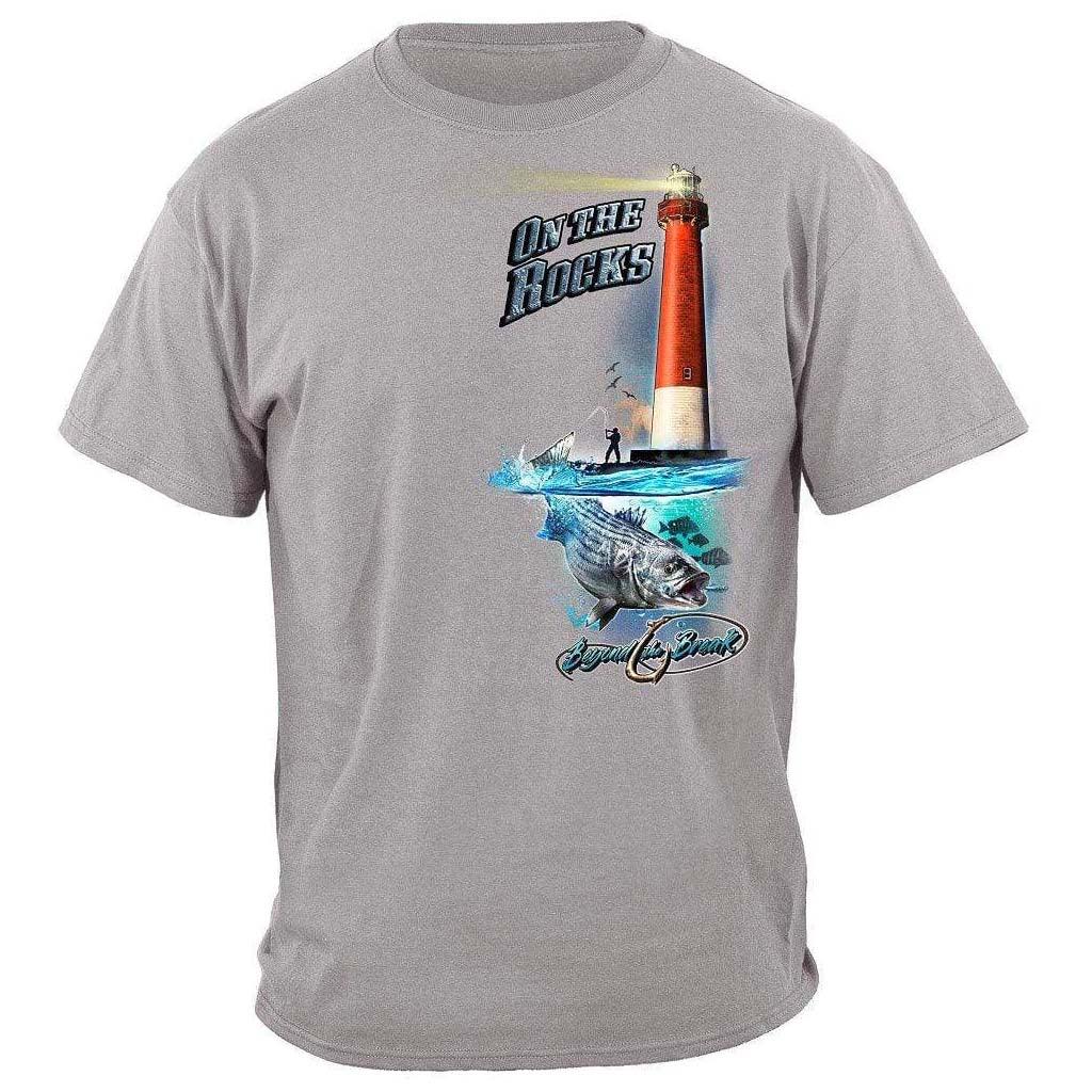 United States On the Rocks Striped Bass Sea Bass Black Fish Premium T-Shirt - Military Republic