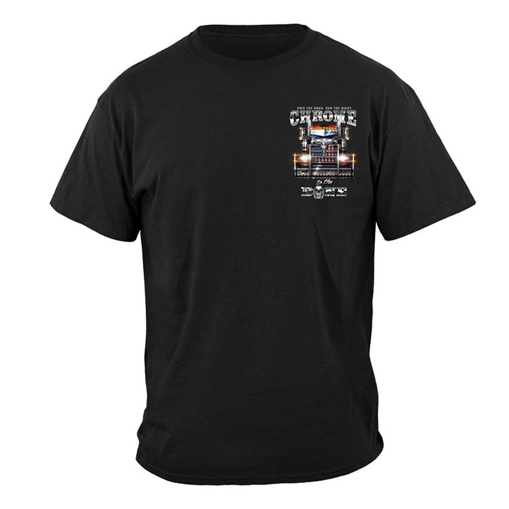 Own the Road Run the Night Chrome to the Bone Big Rig Brush Guard T-shirt - Military Republic