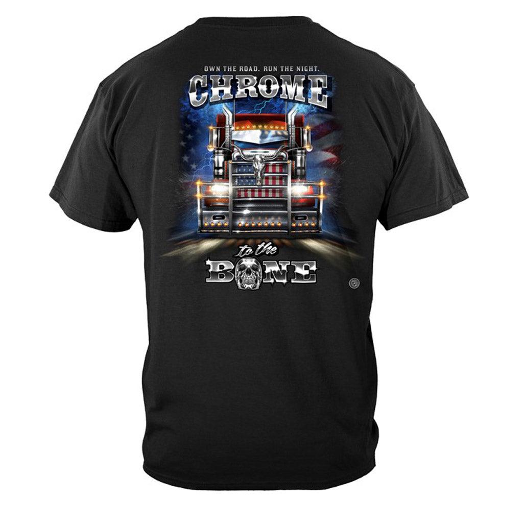Own the Road Run the Night Chrome to the Bone Big Rig Brush Guard T-shirt - Military Republic