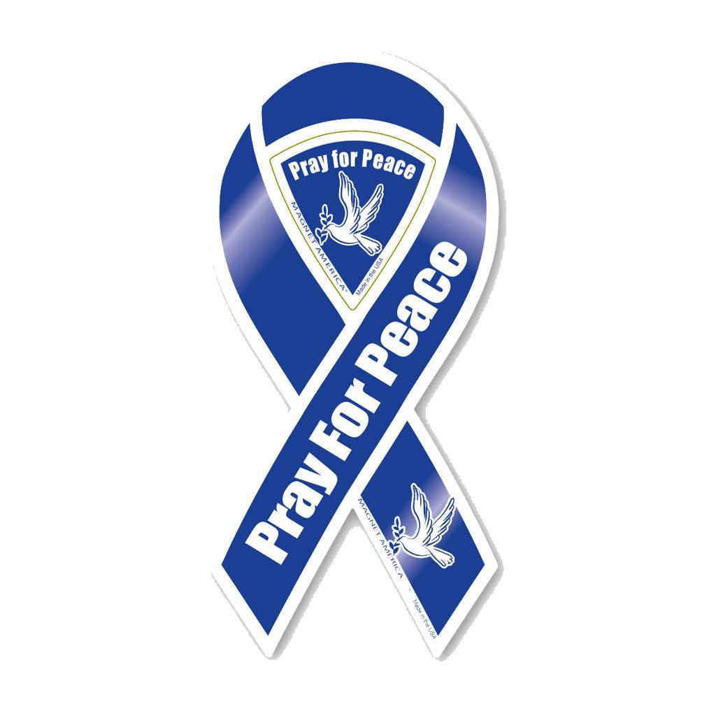 United States Patriotic Pray for Peace 2 in 1 Ribbon Magnet (3.88" x 8") - Military Republic