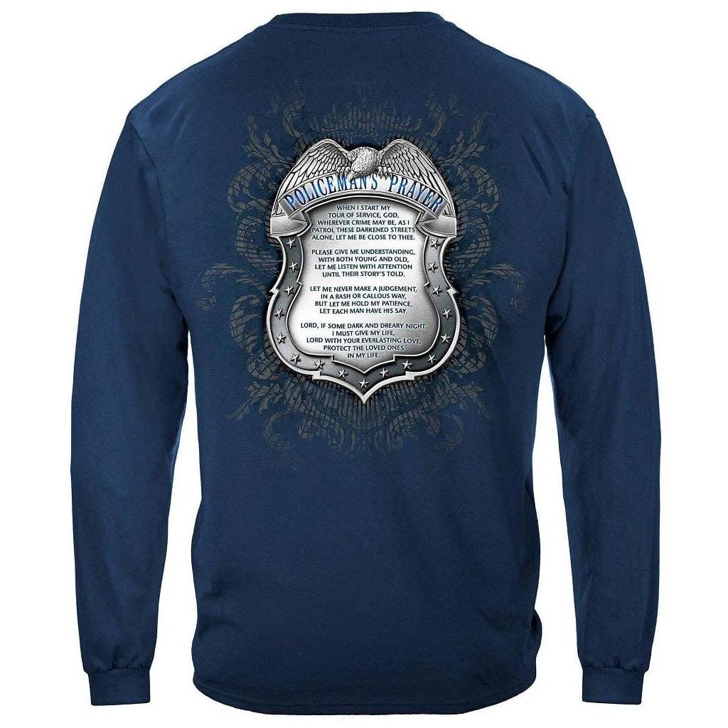 United States Policeman's Chrome Badge With Policeman's Prayer Premium Long Sleeve - Military Republic