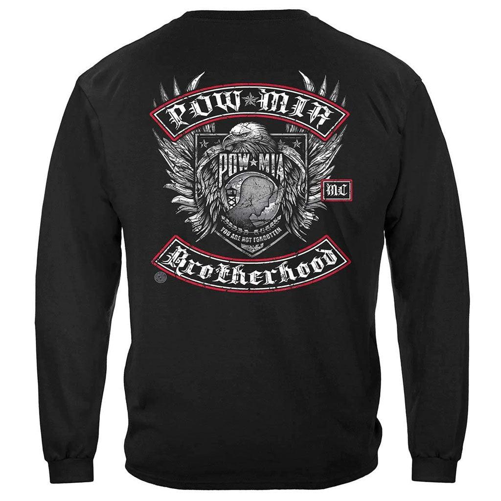 United States Pow Mia Biker With Rockers Silver Foil Premium Long Sleeve - Military Republic