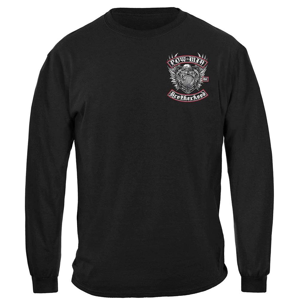 United States Pow Mia Biker With Rockers Silver Foil Premium Long Sleeve - Military Republic
