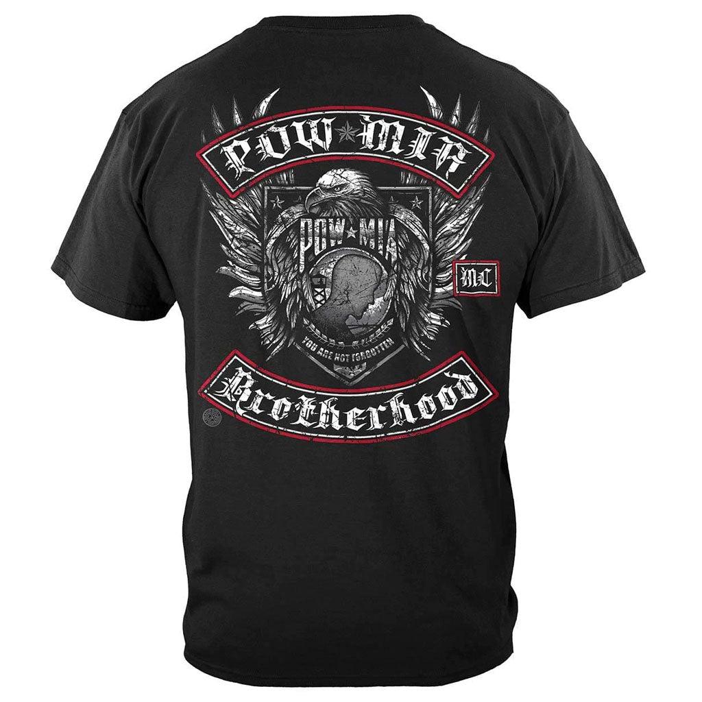 United States Pow Mia Biker With Rockers Silver Foil Premium Long Sleeve - Military Republic