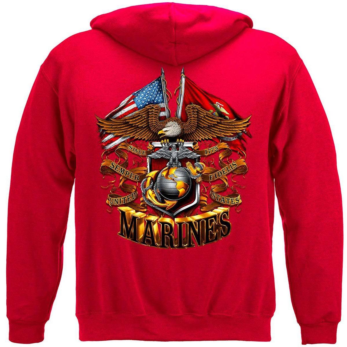 Red Marines Double Flag T-Shirt - Military Republic