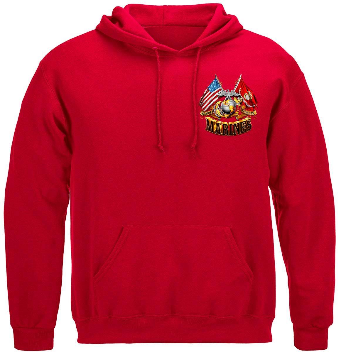 Red Marines Double Flag Hoodie - Military Republic