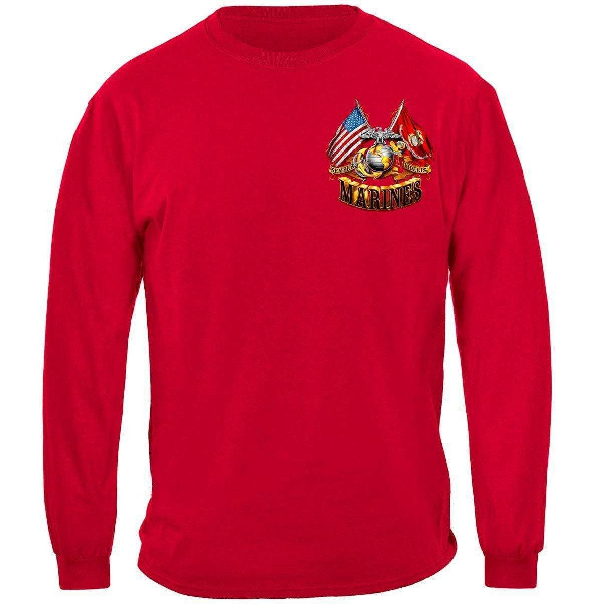 Red Marines Double Flag T-Shirt - Military Republic