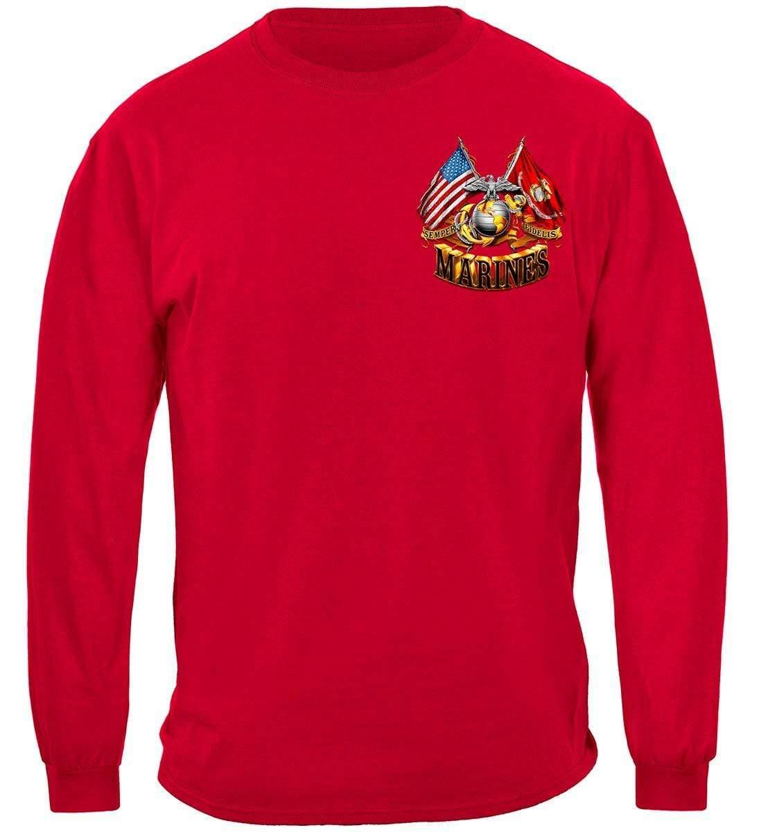 Red Marines Double Flag Hoodie - Military Republic