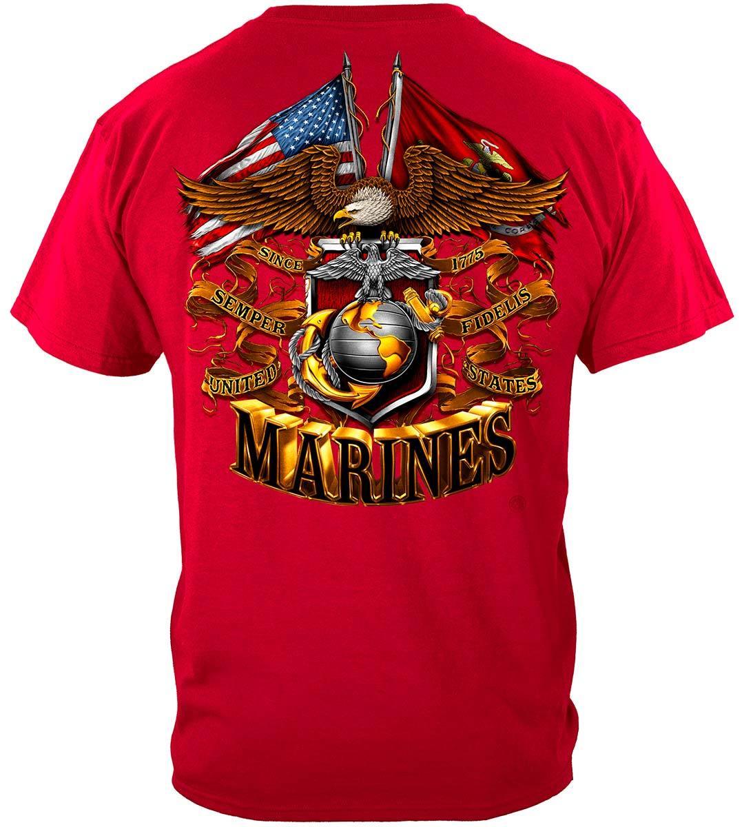Red Marines Double Flag Hoodie - Military Republic