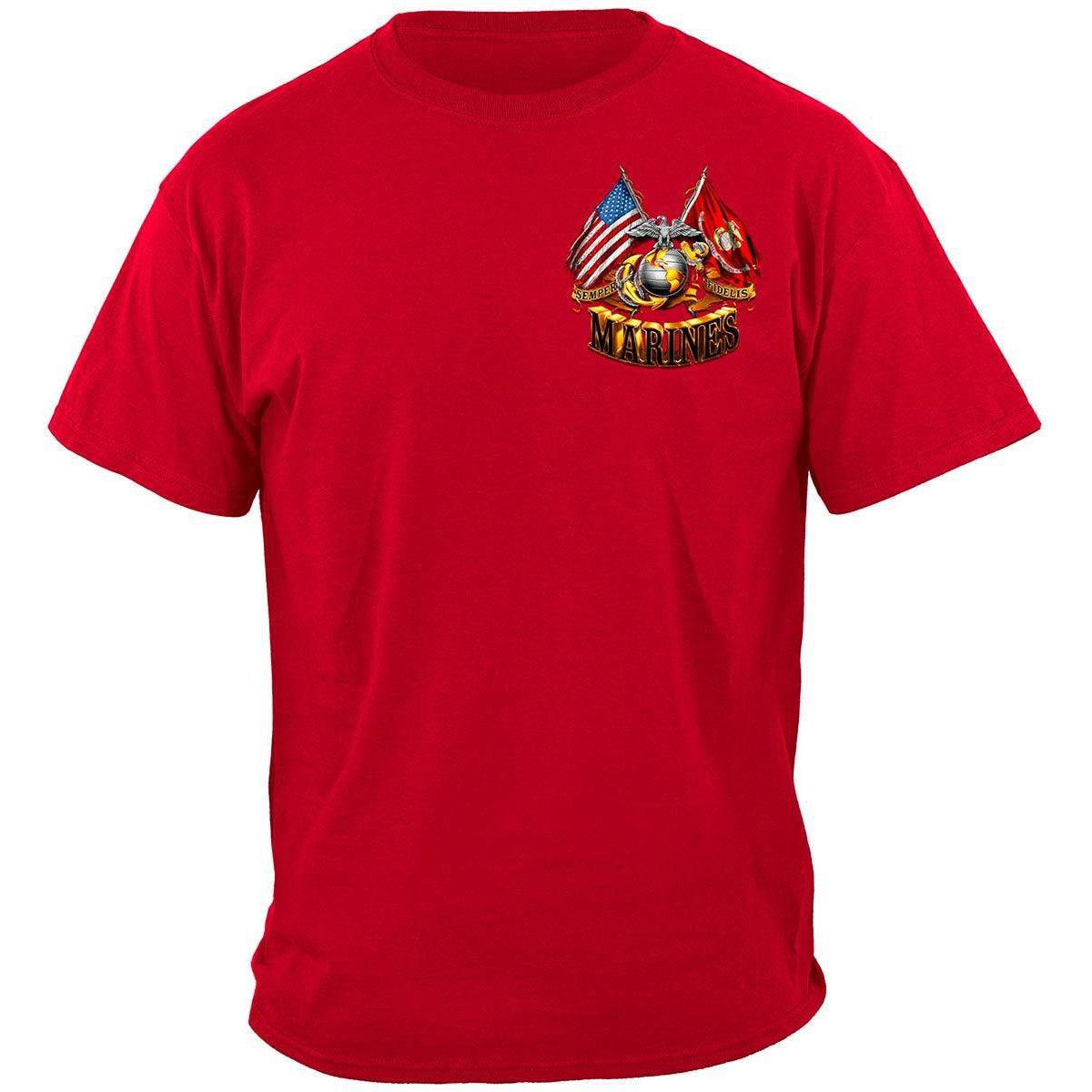 Red Marines Double Flag T-Shirt - Military Republic