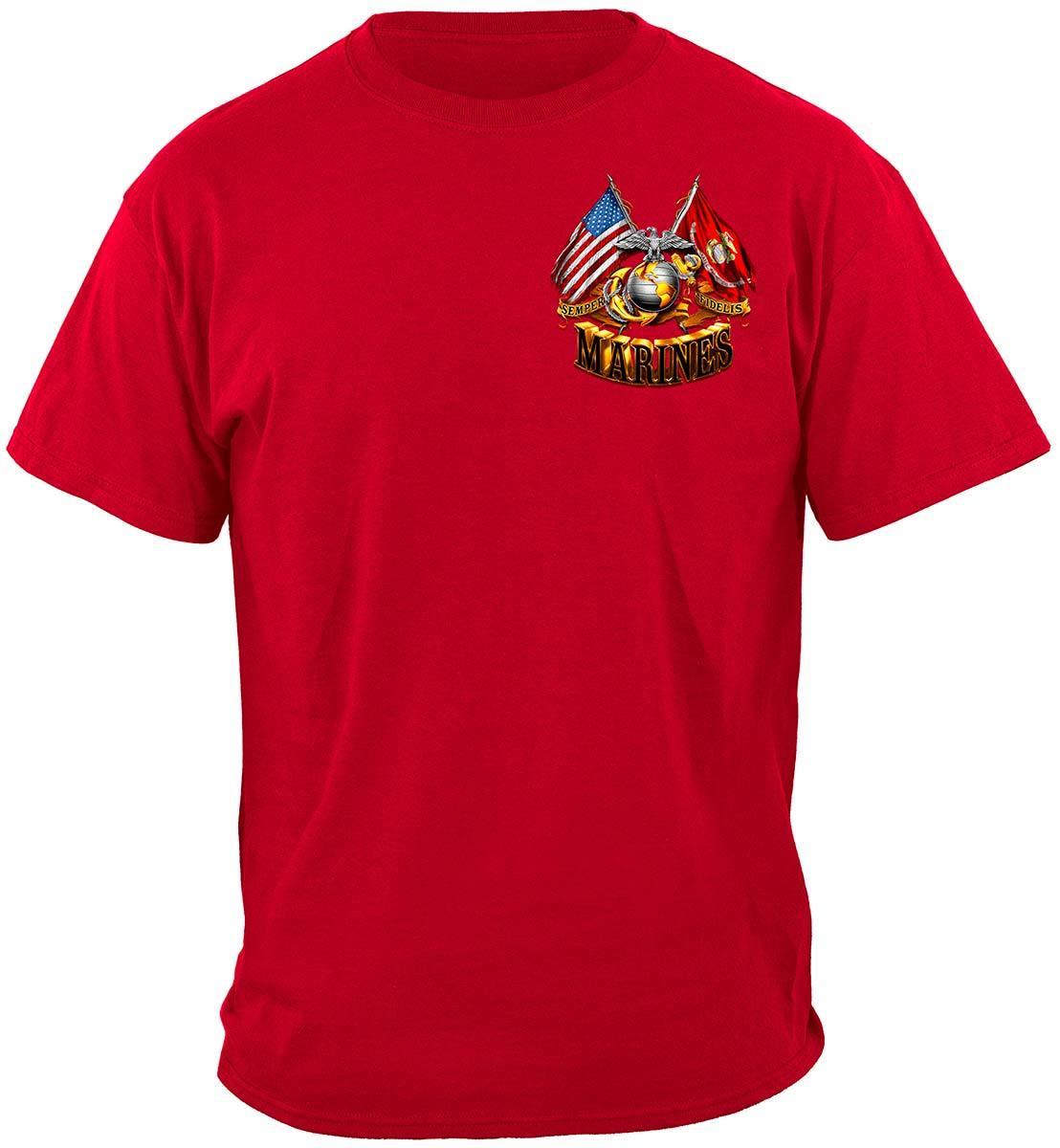 Red Marines Double Flag Hoodie - Military Republic