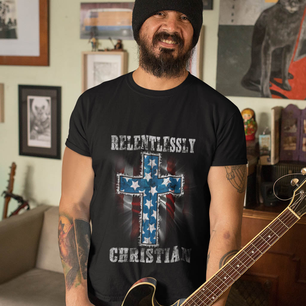 Relentlessly Christian Flag Design T-shirt