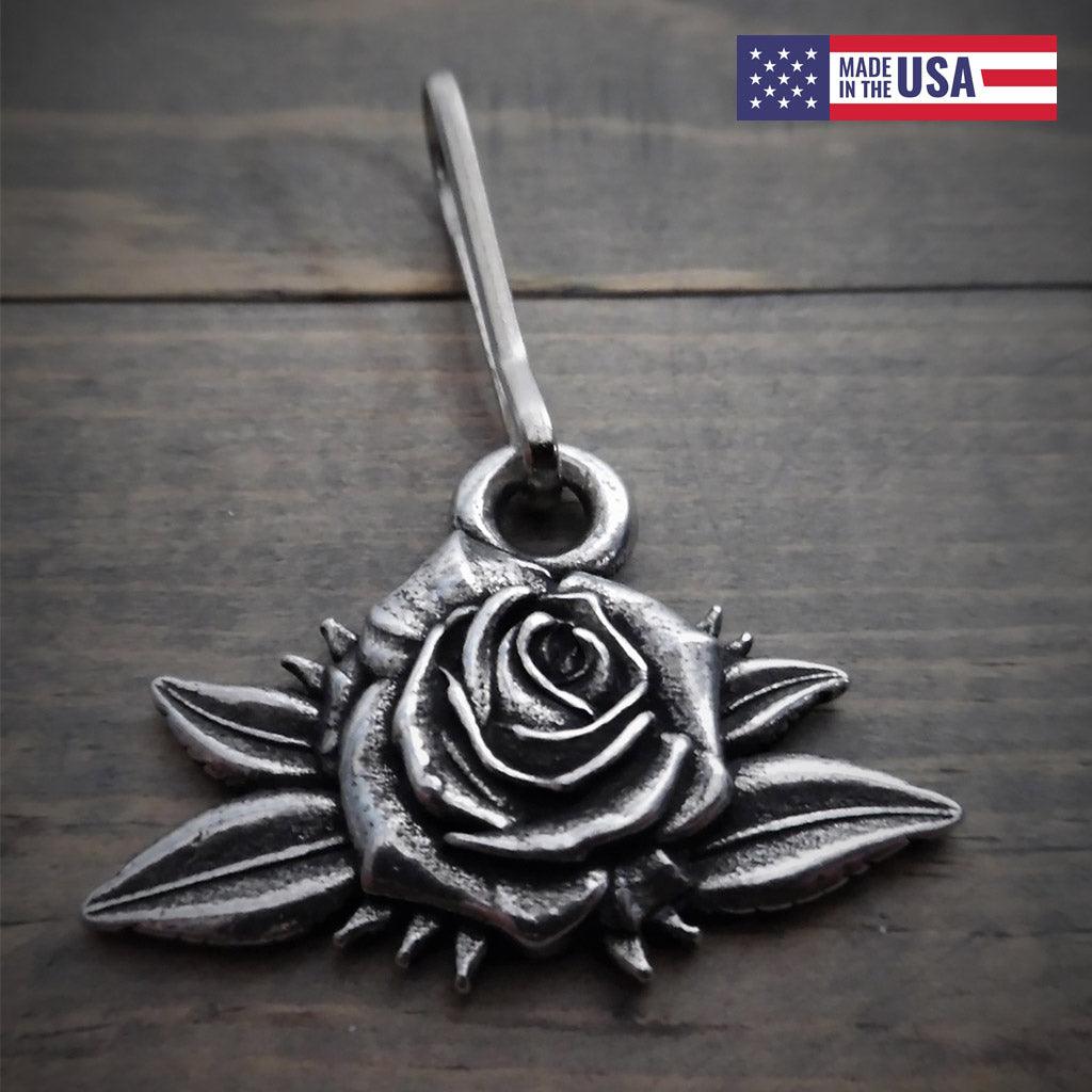 Rose Motorcycle Guardian Zipper Pull - Military Republic