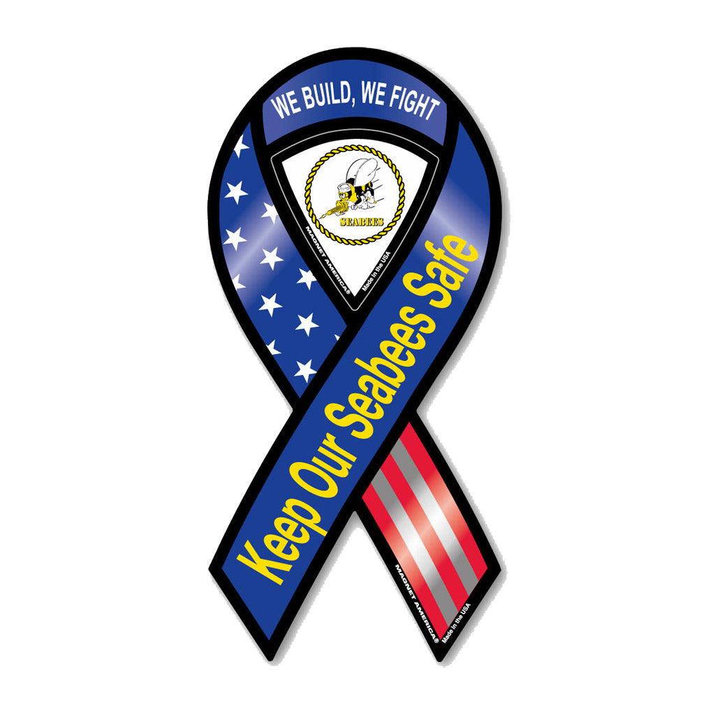 United States Navy Seabees Red, White & Blue Ribbon Magnet (3.88" x 8") - Military Republic