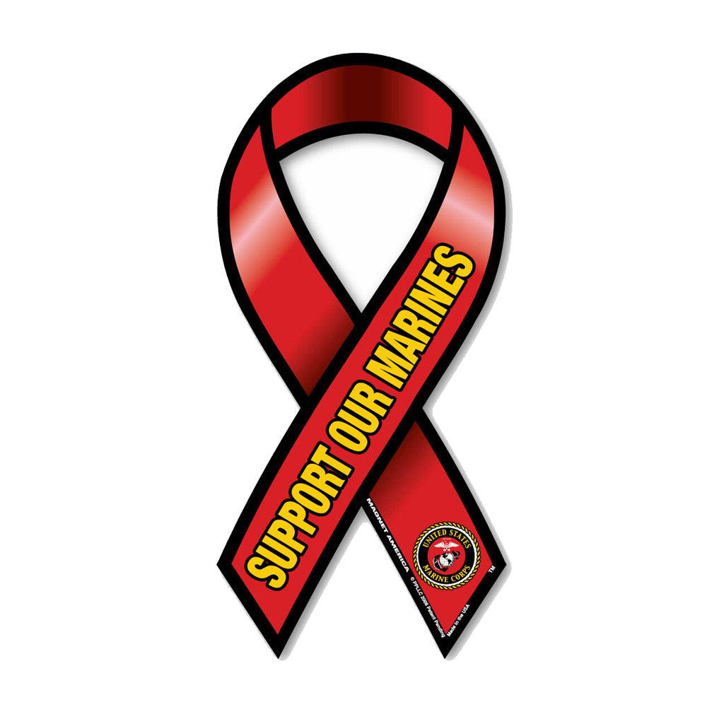 United States Marines Support our Marines Ribbon Magnet (3.88" x 8") - Military Republic