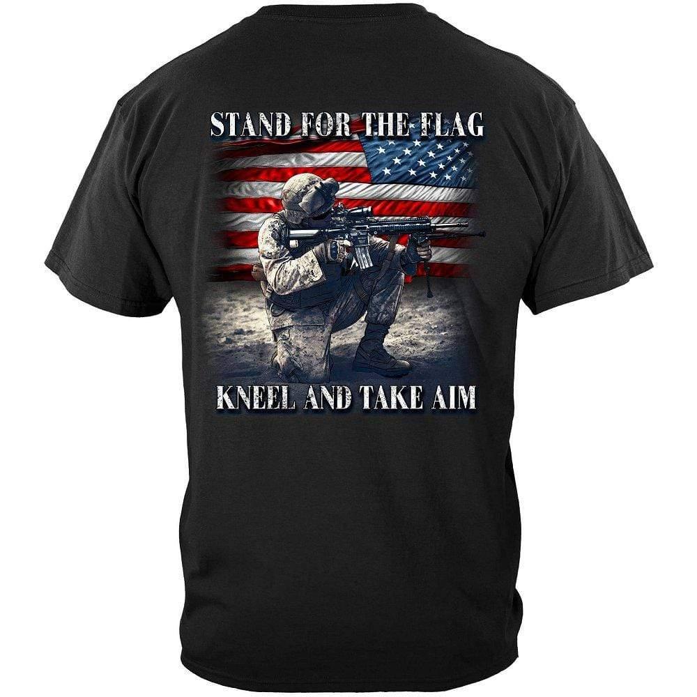 Stand For The Flag Kneel And Take Aim Premium Men's Long Sleeve - Military Republic