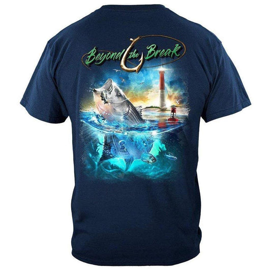 United States Striped Bass Fish Beyond The Break Premium T-Shirt - Military Republic