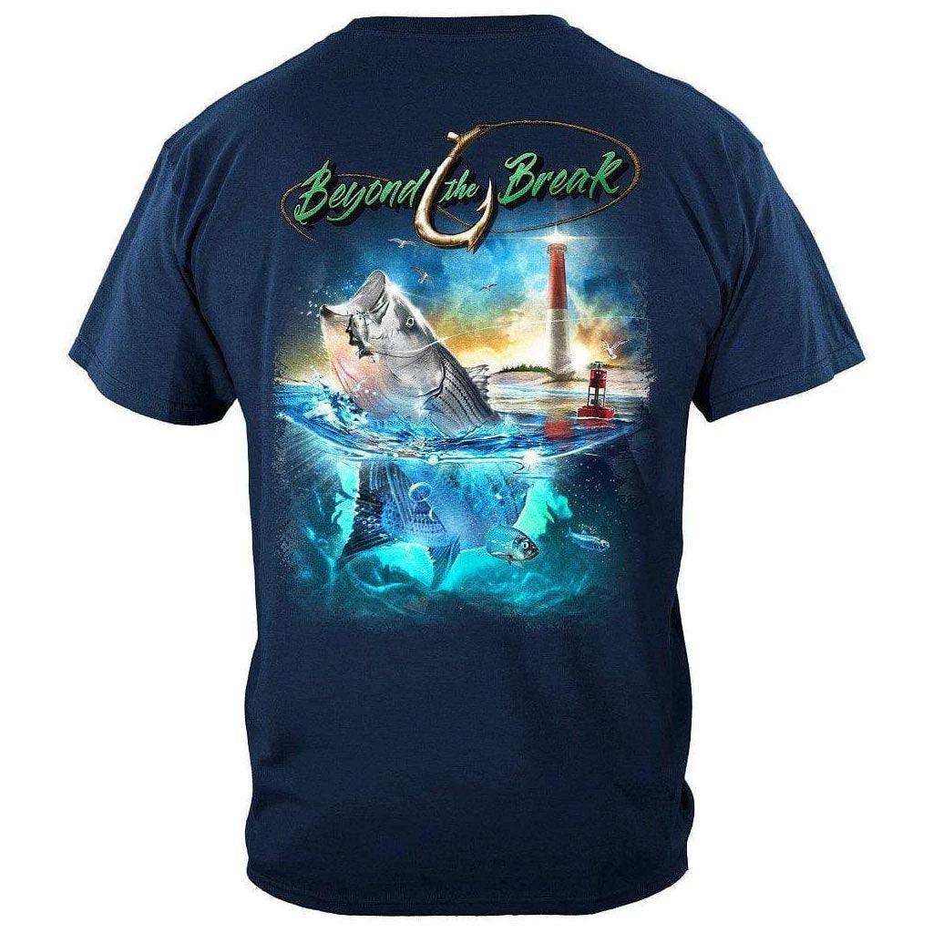 United States Striped Bass Fish Beyond The Break Premium Hoodie - Military Republic