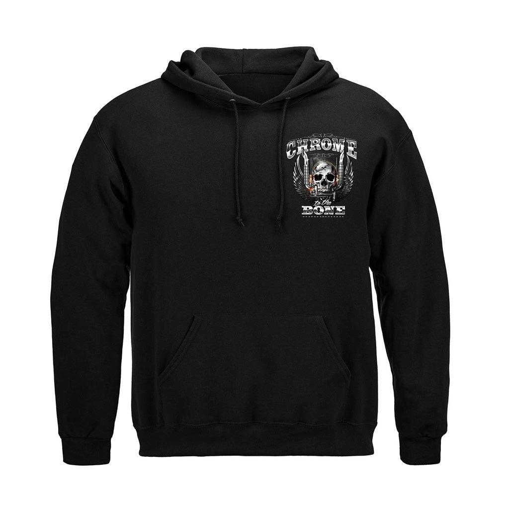 Chrome to The Bone -Rule the Road American Night Train Trucker Hoodie - Military Republic