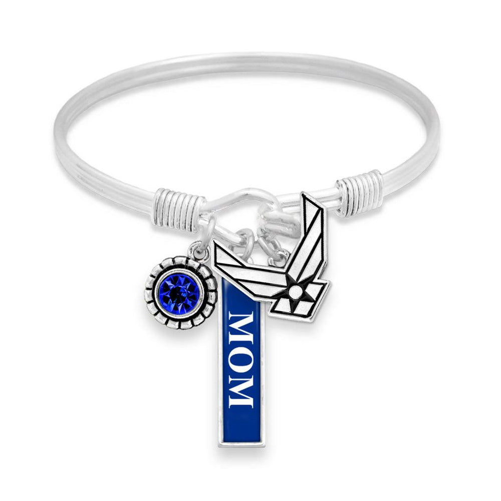 U.S. Air Force Triple Charm Bracelet with Vertical Mom Pendant - Military Republic