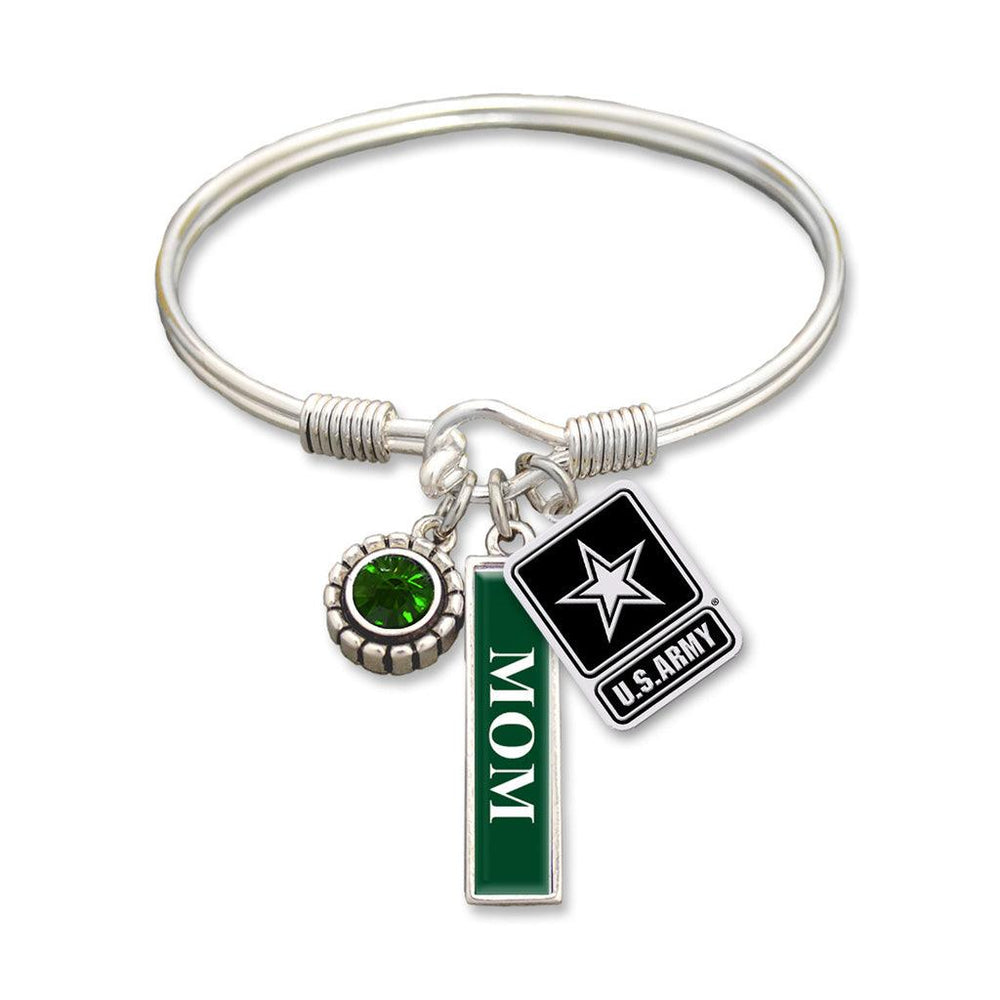 U.S. Army Triple Charm Bracelet with Vertical Mom Pendant - Military Republic