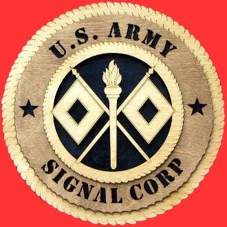 U.S. Army Signal Corp Large Handmade Wooden Tribute Wall Plaque - Military Republic