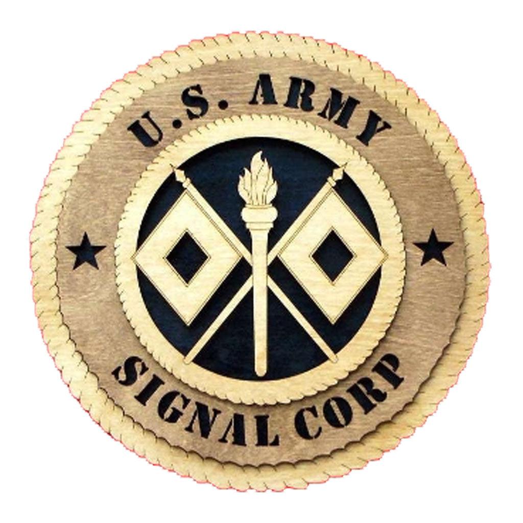 U.S. Army Signal Corp Large Handmade Wooden Tribute Wall Plaque - Military Republic
