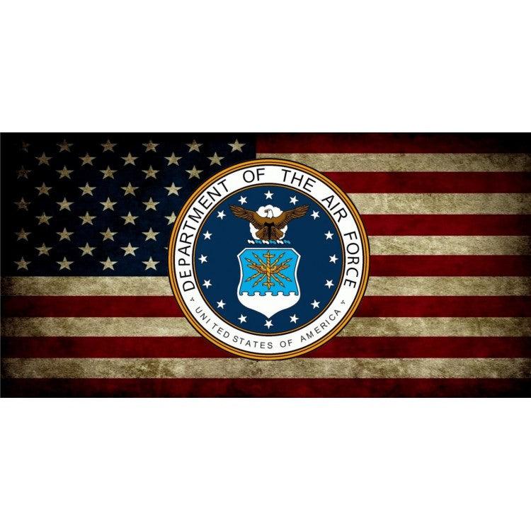 U.S. Flag Worn With Air Force Insignia Photo License Plate - Military Republic