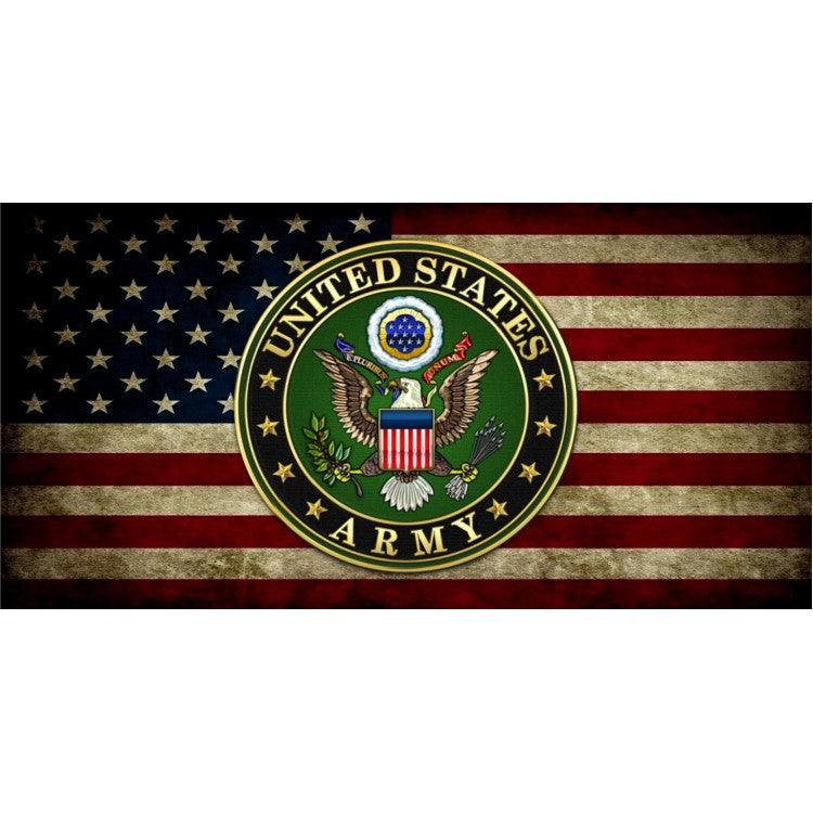U.S. Flag Worn With Army Insignia Photo License Plate - Military Republic