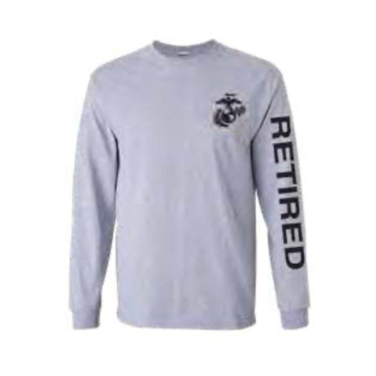 U.S. Marines Retired Sport Long Sleeve Shirt -Grey - Military Republic