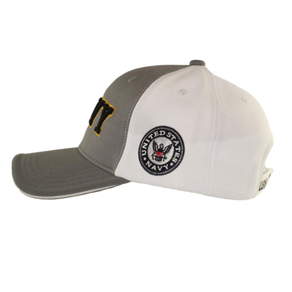 US Navy Logo Gray and White Performance Cap - Military Republic