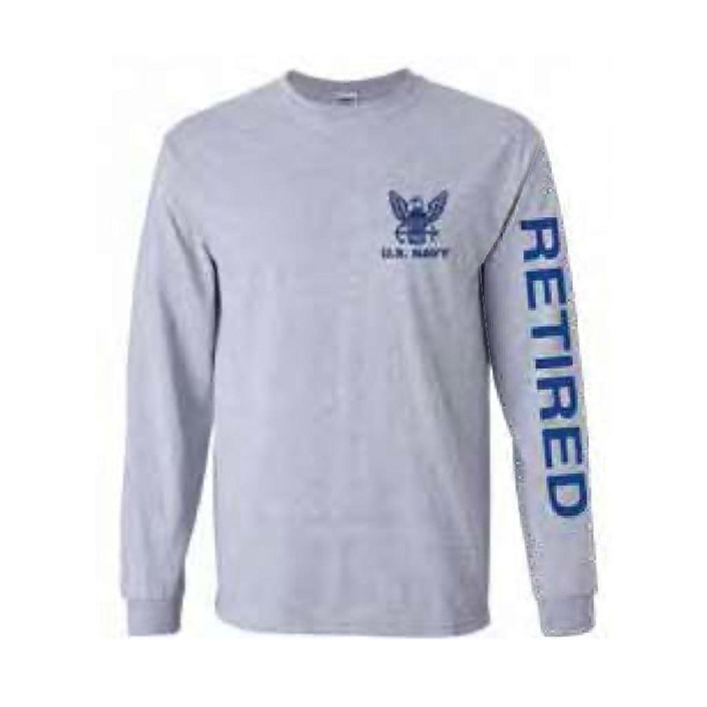 U.S. Navy Retired Sport Long Sleeve Shirt -Grey - Military Republic