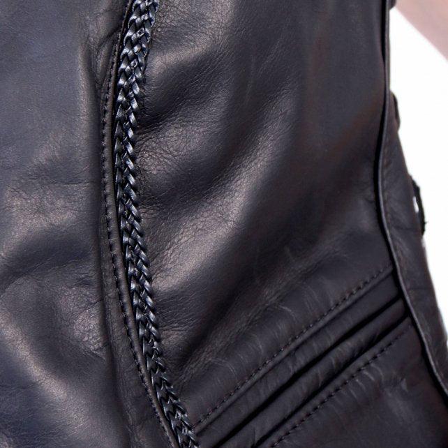 USA Made Braided Design Ladies Leather Vest - Military Republic
