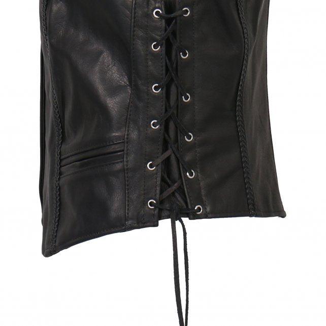 USA Made Braided Design Ladies Leather Vest - Military Republic