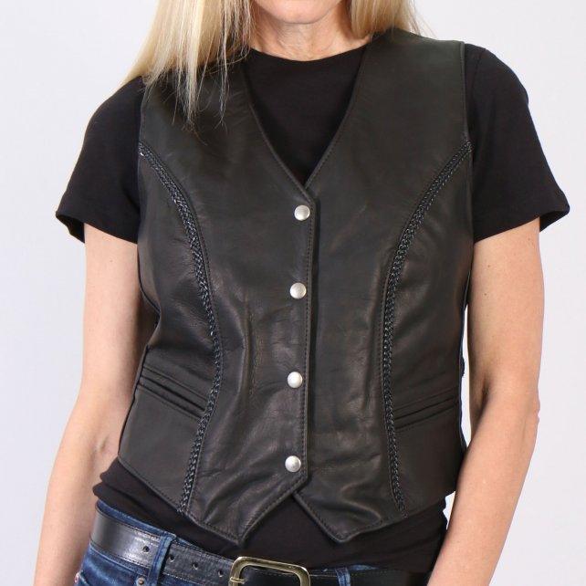 USA Made Braided Design Ladies Leather Vest - Military Republic