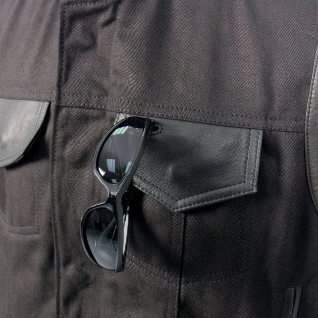 USA Made Denim and Leather Vest with Red Lining - Military Republic