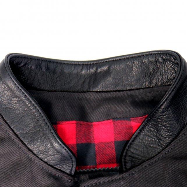 USA Made Denim and Leather Vest with Red Lining - Military Republic