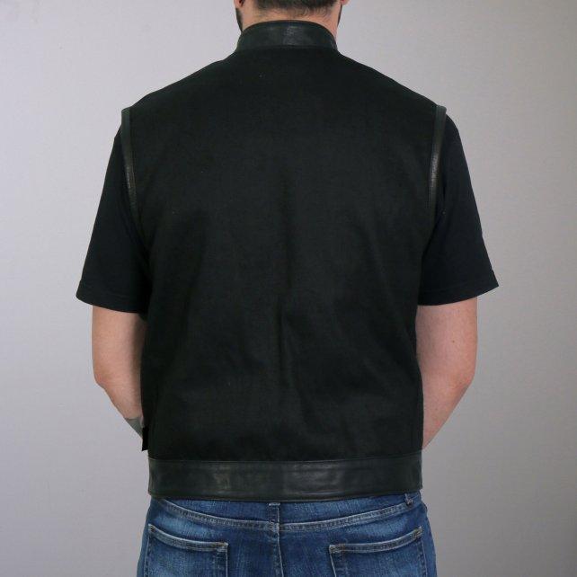 USA Made Denim and Leather Vest with Red Lining - Military Republic