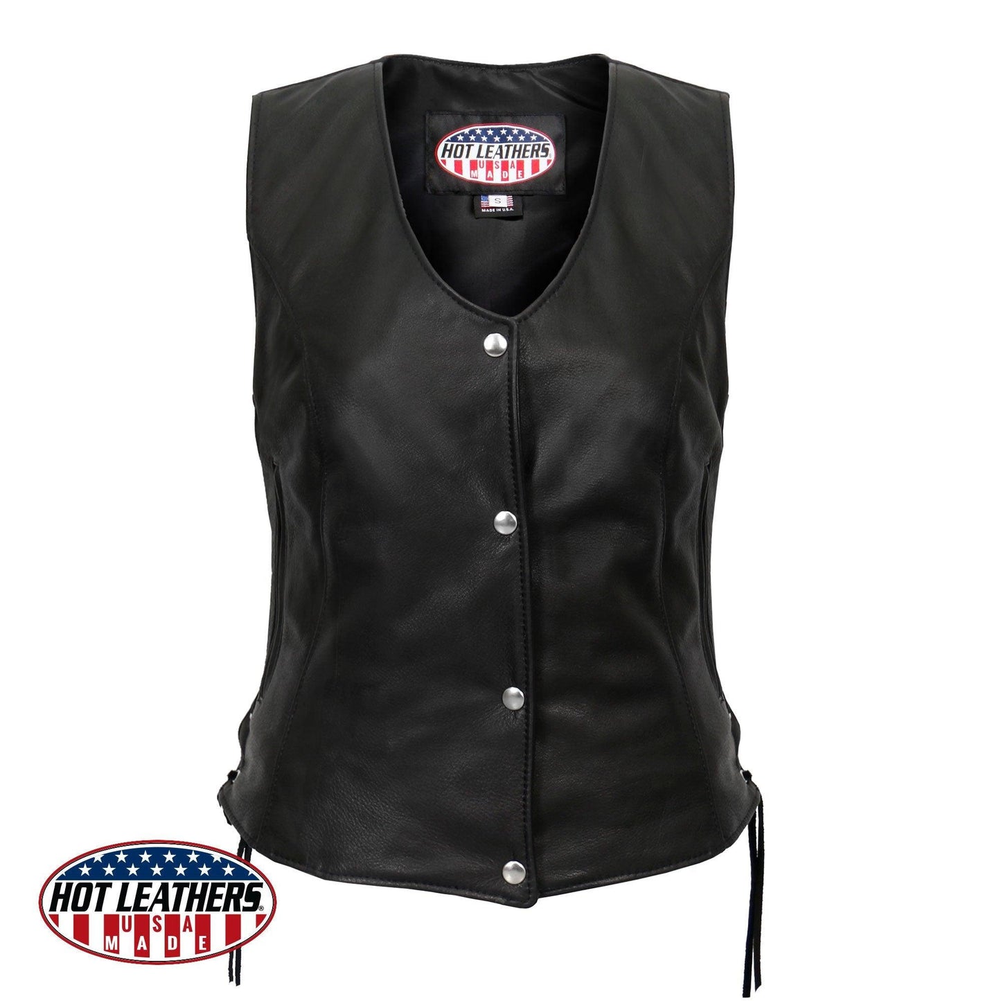 USA Made Side Lace Hot Leathers Biker Vest - Military Republic