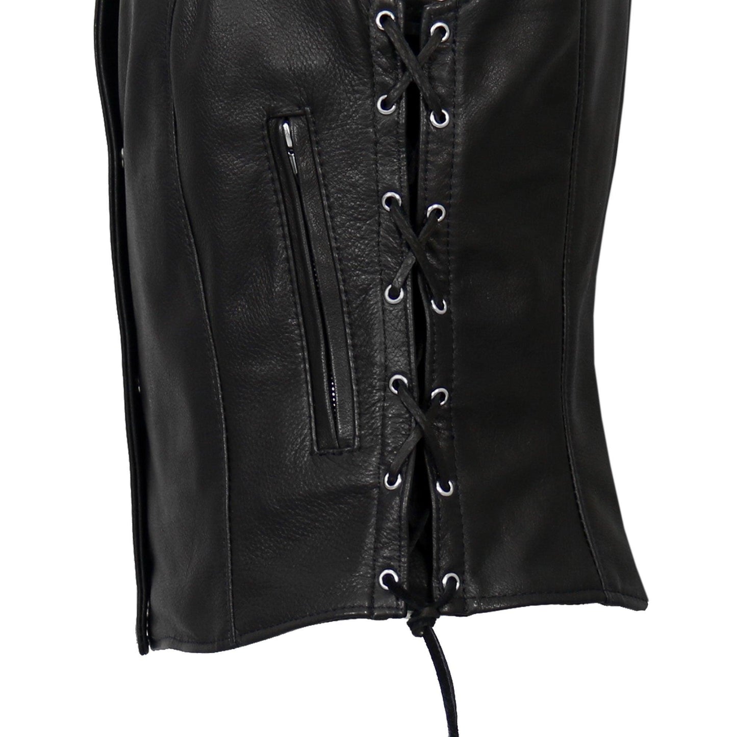 USA Made Side Lace Hot Leathers Biker Vest - Military Republic