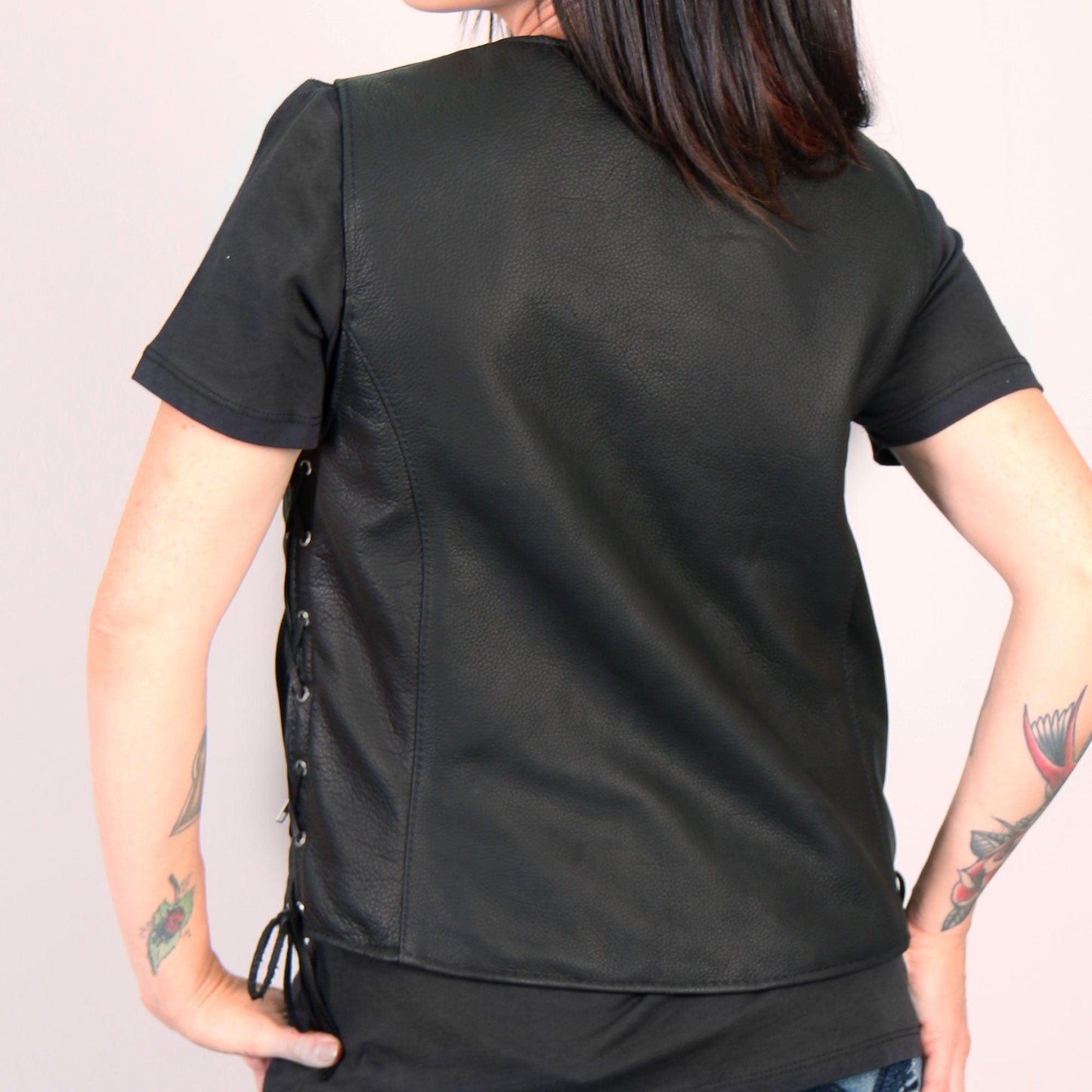 USA Made Side Lace Hot Leathers Biker Vest - Military Republic